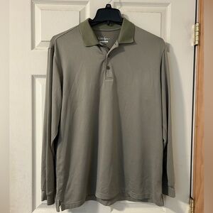 Walter Hagen Hydro-dri Men's Green Striped Long Sleeve Golf Polo Shirt size L